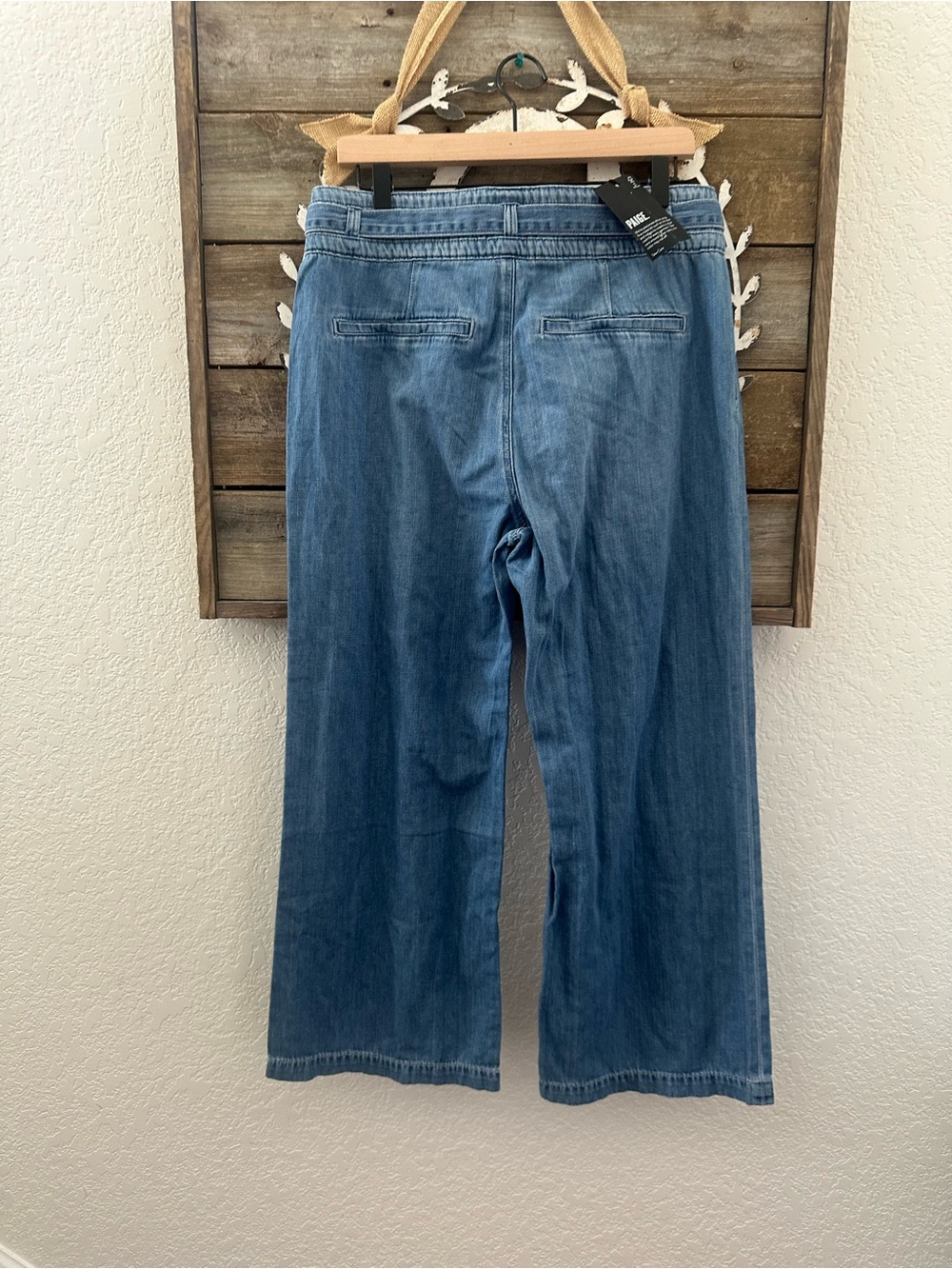 Paige Anessa Wide Leg Tie-Waist Denim Jeans - Blue size 31 NWT - Picture 3 of 11